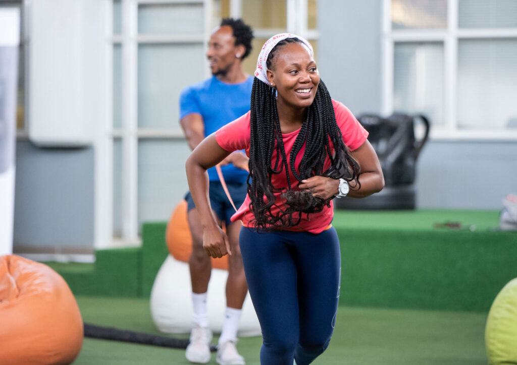 People training at a gym