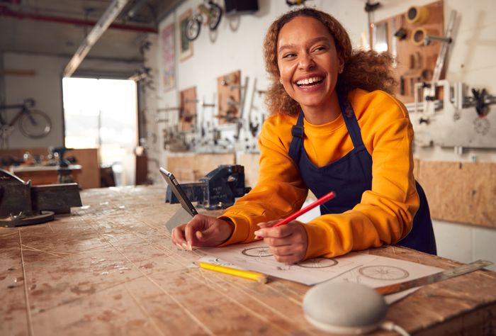 Girl holding a pencil